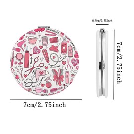 BEKECH Hair Stylist Compact Mirror Hairdresser Gifts Valentine Birthday Salon Makeup Mirror Hairstylist Cosmetology Gift (red)