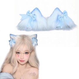 HAVITAL Cat Ears Headband with Bell, Cosplay, Cute Hair Ornament, Bowknot, Cute Hair Ornament, Ear-shaped Headband, Dance Costume, Halloween, Christmas, Fluffy Ears, Costume, Disguise, Halloween