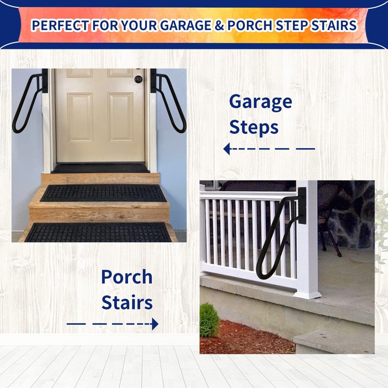 Wall Mounted handrail, Garage Railing with Matte Black Finished, Grab