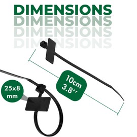 Marker and Identification Cable Ties Black and White Strong Cable Ties Available in 2.5mm x 100mm and 2.5mm x 200mm Pack of 100 (Black, 2.5mm x 100mm)