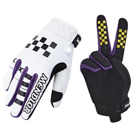 MENDLOR Motorcycle Riding Gloves for Men Women Touch Screen Fingers Gloves for MTB ATV BMX Racing Motocross Dirt Bike Gloves (White Purple Black, Large)