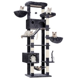 Gitelsnour Cat Tree for Large Cats, 78.7"(200cm) Tall Cat Tower for Indoor Cats Multiple Cats with Large Top Perch, Cat Condo, Cat Hammcok, Cat Scratching Post, Dark Gray GCT031G