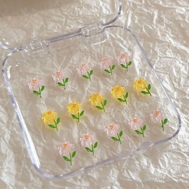 50Pcs Lily Flower Nail Charms 3D Resin Nail Art Charms Yellow Pink Flowers Nail Rhinestones and Charms Summer Theme Nail Jewelry Cute Floral Nail Art Accessories for Women DIY Manicure Decoration