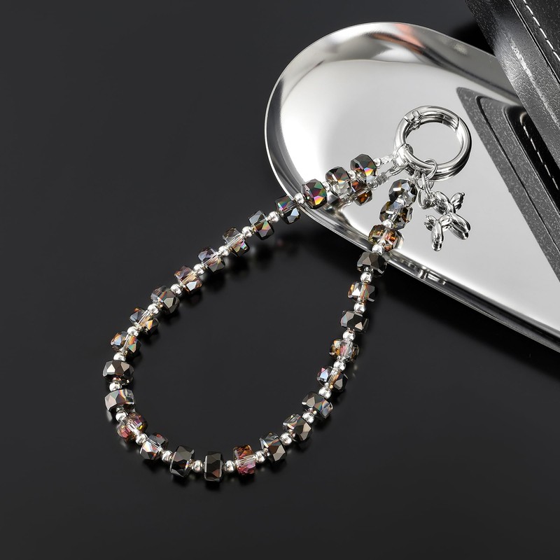 richginker Crystal Phone Wrist Strap Phone Charm Chain Keychain Beaded