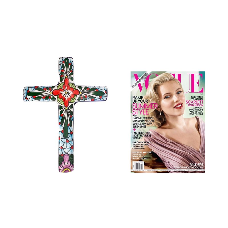 NOVICA Hand Painted Talavera Large Ceramic Wall Cross, Multicolor, 'Jerusalem