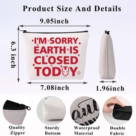 PLITI Superhero Gift Superhero Lover Gift I'm Sorry Earth Is Closed Today Makeup Bag For Superhero Fans (Earth Closed Bag)