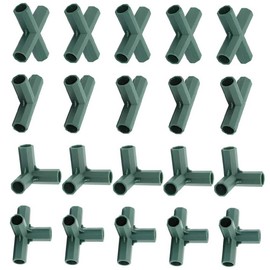 20PCS Plastic Pipe Fitting Connectors Fit 11MM/0.43Inch 4 Types Greenhouse Frame Building Connector Kit Garden Stake Connectors Greenhouse Accessories Suitable for Grape Trellis Sunscreen Gardening