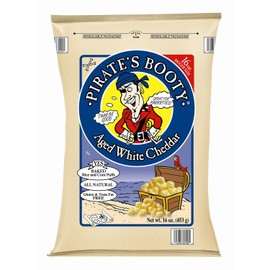 Pirate's Booty, Aged White Cheddar, 16 Ounce (453g) Resealable Bag Rice & Corn Puffs