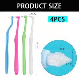 4 PCS Orthodontic Toothbrushes, Ultra Soft Gum Brushes for Braces, Implants, Retainers, and Detailed Teeth Cleaning Oral Care(White, Green, Pink, Blue)