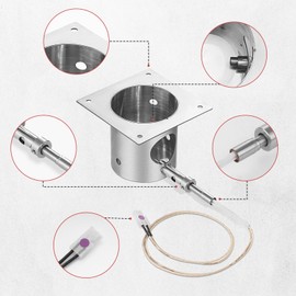 Stainless Steel Fire Burn Pot and Hot Rod Ignitor Kit for Traeger and Pit Boss,Camp Chef Pellet Grills, Heavy Duty Fire Pot Burner Pot Pellet Grill Replacement Parts with Ash Remover, Screws and Fuse