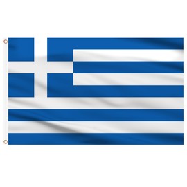 AhfuLife Greece Flag 5ft x 3ft for 25th March Decorations, 1pcs Large Greek Flag - Double Side with Brass Eyelets for National Day Garden Party Decorations