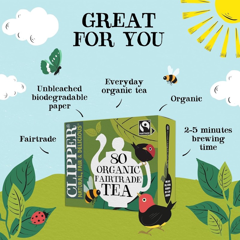 Clipper Organic Everyday 80 Tea Bags | Unbleached, Plastic Free,