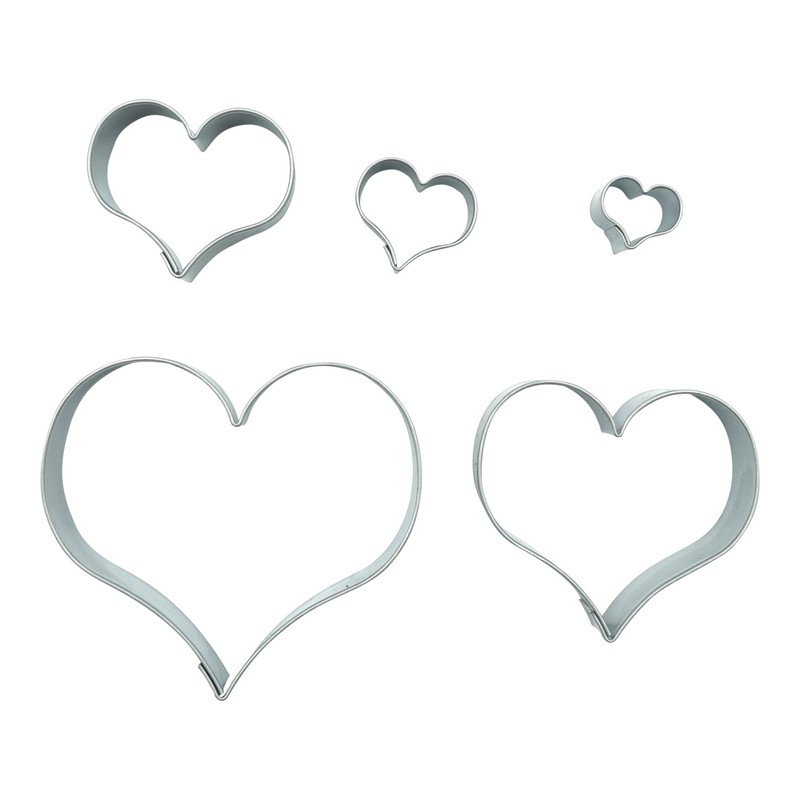 5 Stück Ausstecher Gebogen glatt Herz Ausstecher Edelstahl Ausstecher