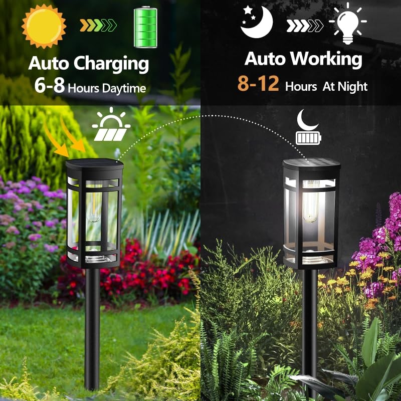 EXCMARK 16 Pack Solar Lights Outdoor Waterproof for Garden Pathway