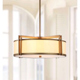 Safavieh Lighting Collection Orb Antique Gold 45.9-inch Drum Pendant Light
