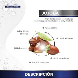 MIST JEWEL Aceite esencial de Jojoba 100% puro y natural para Piel, Rostro y Cabello ESSENTIALS, Uso Cosmético | Hidratante Facial, Capilar y Corporal prensado en frío (Jojoba, 100ml)