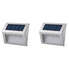 Lumisky Wally W8 Set of 2 Outdoor Solar Power 3 LED Spotlight Floodlight Waterproof, Integrated, Brushed Steel, 1 Watt, Stainless Steel, 10 x 8 x 2.5 cm