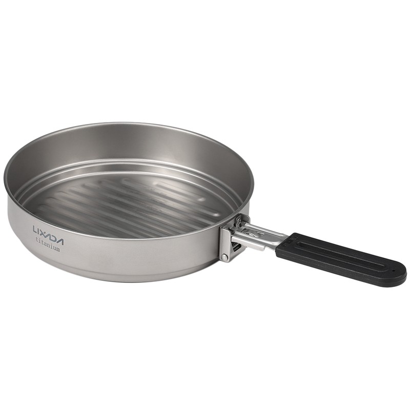 Lixada 1100ml Titanium Fry Pan Ultralight Grill Frying Pan with
