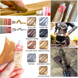 GRAS Art Bundles Rub n Buff Wax Metallic Ebony, Rub and Buff Finish, 0.5-Fluid Ounce, Pixiss Blending and Application Tools for Applying Metallic Wax Paint