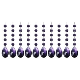 PATIKIL Teardrop Crystal Chandelier Pendants Beads, 10 Pack 145mm Length 38mm Chandelier Prisms Parts Ornaments Hanging Beads for DIY Arts Crafts Decoration, Violet