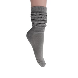 AWS/American Made Slouchy Scrunch Cotton Slouch Socks for Women Shoe Size 5 to 10 (Gray, 1 Pair)