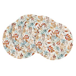 Artoid Mode Leaves Autumn Placemats Set of 4, Round 37cm Fall Table Mats for Party Kitchen Dining Decoration