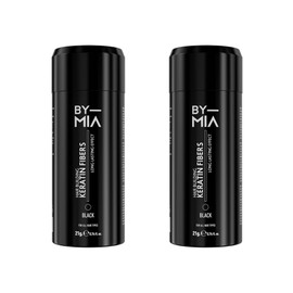 BY MIA Hair Building Keratin Fibres, Black 21g (2 Pack) | Hair Fibres for Thinning Hair | Hair Thickener Powder Fiber | Hair loss Concealer for Women & Men