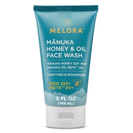 MELORA Manuka Honey Face Wash (5 Oz), Daily Skin Care Facial Cleanser & Makeup Remover with Manuka Honey & Oil for Dry or Sensitive Skin - Anti-Aging Face Wash for Women & Men