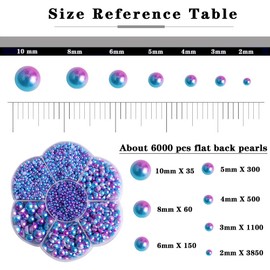 Aodse 6000 Blue Mermaid Half Pearls for Nails Art, Crafts, Face Eyes Makeup, Charms DIY Crafting Charms Decorations Accessories