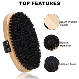 Beomeen 2Pcs Dry Brushing Body Brush for Lymphatic Drainage, Natural Bristle Dry Brush in Shower, Gentle Exfoliation Back Scrubber for Soft Skin