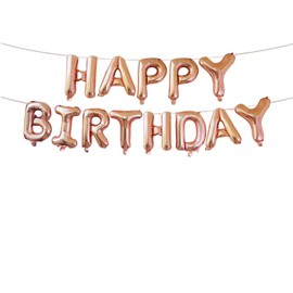 bng-bng Happy Birthday Banner Balloons, 16 Inch Mylar Foil Letters Balloons Banner For Boys Girls Men Women Adults Birthday Decorations Party Supplies Rose Gold