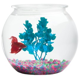 Aquatic Wonder 1 Gallon Fish Bowl: Round Crystal Clear Plastic is Break-Resistant and Light Weight. Ideal for Betta Fish Aquarium, Home décor and Party Drinks