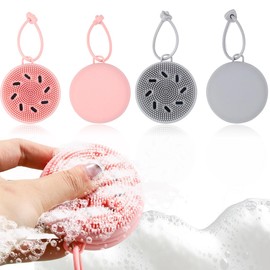 GGUFAY Gesichtsreinigungsbürste Silikon, Poren reinigende Gesichtsbürste, Silikon Gesichtsschwamm Reinigungsmittel, Es lassen sich leicht viele Blasen erzeugen(2 Stück, Rosa + Grau)
