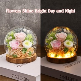 GIFTASTIC Roses Gifts for Her, Rose in Glass Dome with LED Light - Gifts for Women Mom Grandma Her Girlfriend Wife