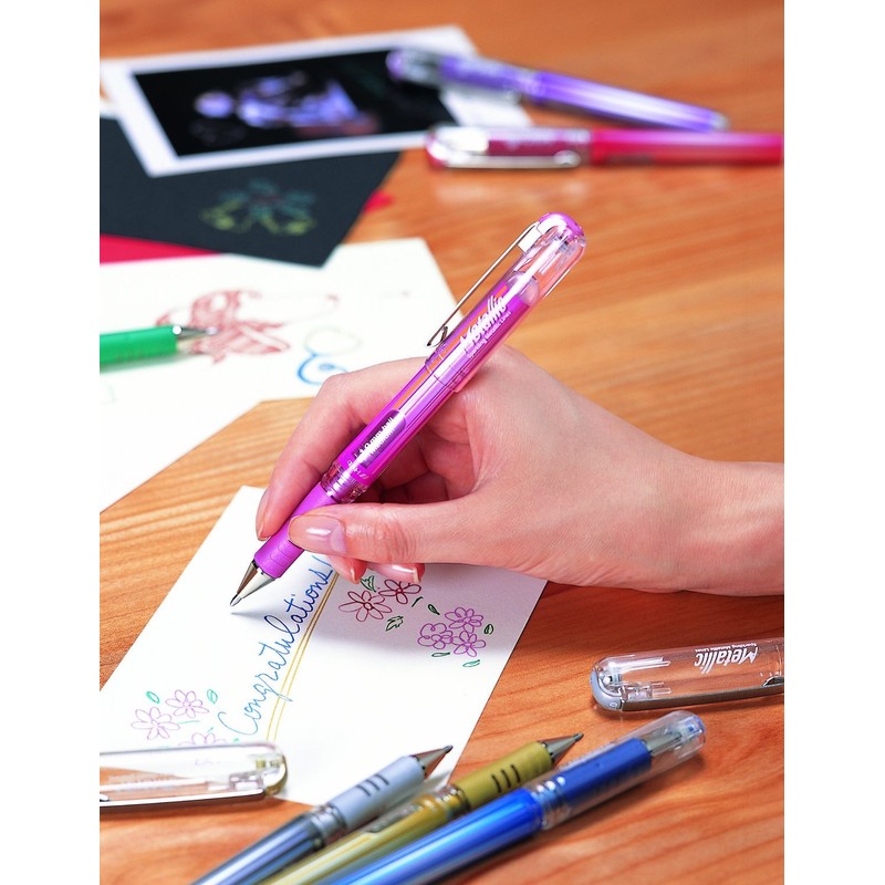 K230–MPO Pentel Hybrid Gel Metallic Grip DX Rollerball Pen with
