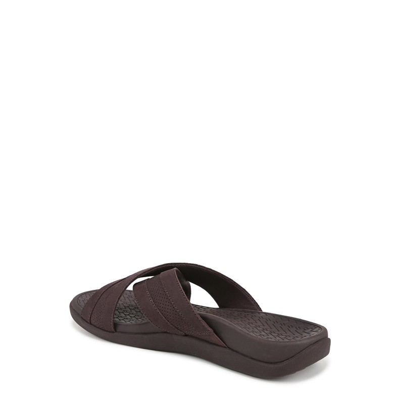 Vionic Men's Tide Slide Sandal, Chocolate Brown Leather, 11