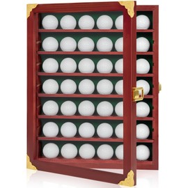 WELIDAY Golf Ball Display Case, 42 Golf Ball Holder, Present for Golf Enthusiasts Golf Ball Display Rack Cabinet for Wall Mount and Stand