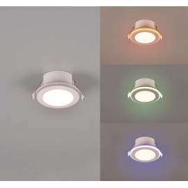 Trio Leuchten Argus 653610131 LED Recessed Light Plastic Matte White with 4 Watt RBG LED Colour Changing Remote Control Dimmable