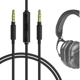 GEEKRIA Audio Cable with Mic Compatible with V-MODA Crossfade LP Headphones Cable, 1/8" (3.5mm) to 3.5mm Braided Nylon Replacement Stereo Cord with Inline Microphone and Volume Control (4ft/1.2m)