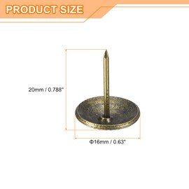 uxcell Upholstery Tacks Nail Pins Furniture, 50Pcs 16x20mm Thumb Tack Pins Assortment Kits Carbon Steel for Home Sofa DIY Decorative Nail Heads Nails, Yellow Bronze