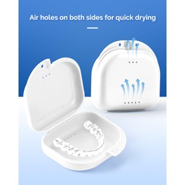 JMU Retainer Case with Vent Holes, Mouth Guard Case with Tight Snap Closure (White)