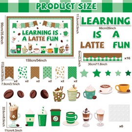 gisgfim Coffee Bulletin Board Decorations Set Coffee Cup Theme Classroom Decor Latte Paper Cutouts Learning Motivational Inspirational Positive Bulletin Board for Back to School Home Chalkboard Wall