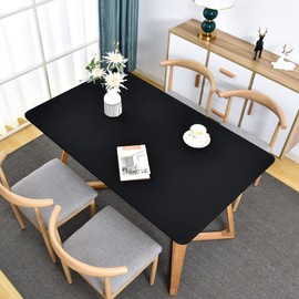 Fitted Rectangle Table Topper Cover Spandex Stretchable Cocktail Tablecloth Black Table Cover Cap with Elastic Edge 24 x 48 inch