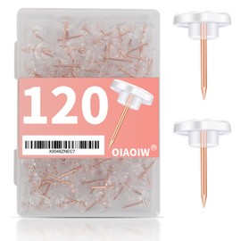 120 PCS Rose Gold Push Pins for Wall Clear Thumb Tacks for Walls Flat thumbtacks for Bulletin Board Shadow Box Display and Cork Board (Rose Gold)