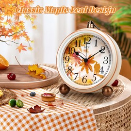 Retro Desk Clock, 5 Inches Romantic Maple Vintage Alarm Clock, Silent Non Ticking Small Clock Battery Powered, Loud Alarm Clock for Heavy Sleepers, Decor Table Clocks Gift for Mother's Day (Love)