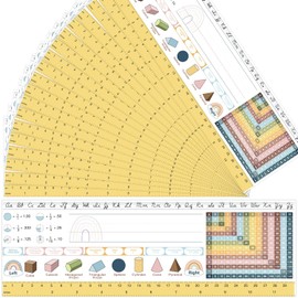 48 Pcs Boho Student Desk Name Tags for Classroom - Waterproof Traditional Manuscript Cursive Nameplates -Desk Reference Nameplates with Alphabet, Number Line, Ruler, Graphics for School Class Student