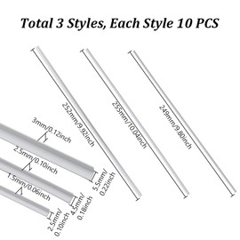 AHANDMAKER 30Pcs 3 Sizes ABS Plastic L Shape Bars Right Angle Bars, 250mm Long 2.5mm 4.5mm 5.5mm Wide Styrene White Rods for DIY Building Architectural Model Making