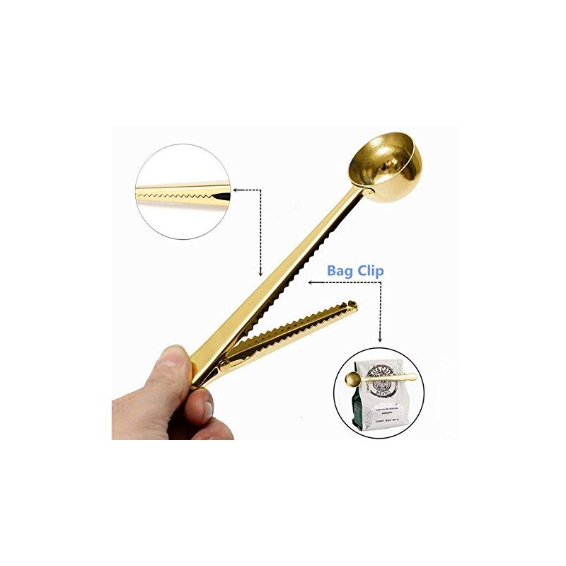 Coffee Scoop with Bag Clip, Stainless Steel Long Handled Tea