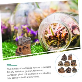 Totority 2sets Miniature House Resin Crafts for DIY Micro Landscape Decor Durable Fairy Garden Adornments for Decoration Random Styles 8pcs*2