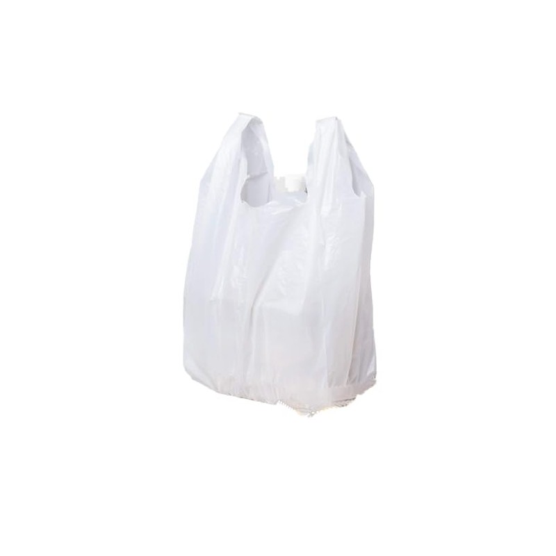 Carry-Out Plastic Bag-White Plain T-Shirt Bag 11.5"x6.5"x21.5" 15Mic (White, 1000/Case)